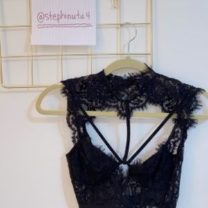 Black lace cropped top